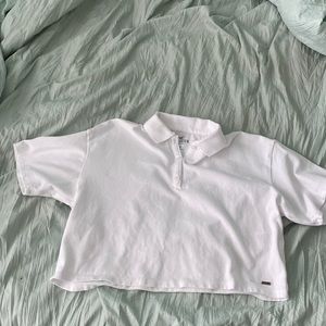 White quarter button up white t shirt